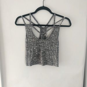 Grey strappy crop top